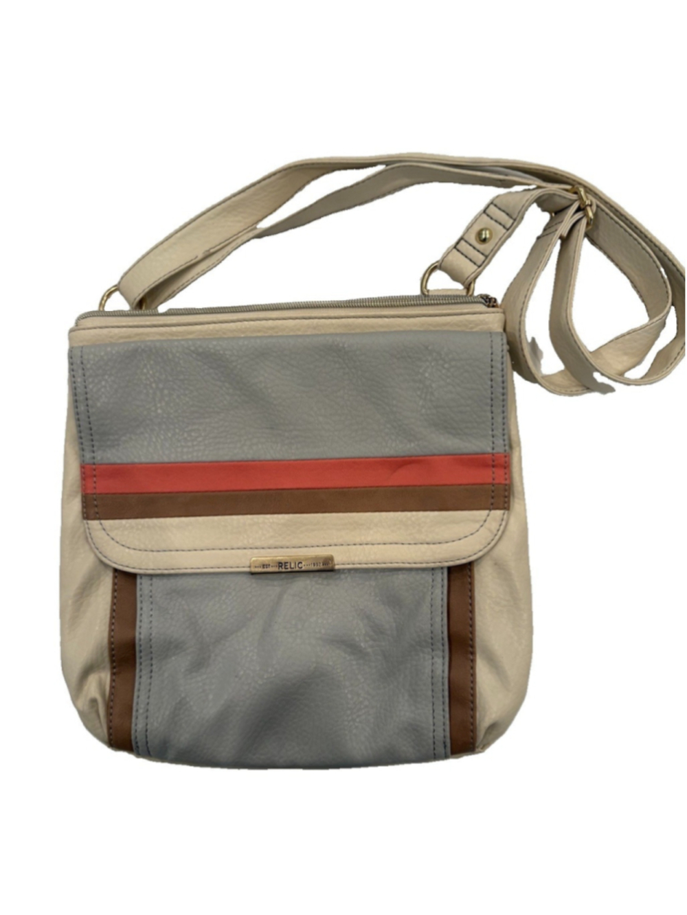 Relic Vegan Gray & White Shoulder Or Crossbody Bag-preppy-office-retro-city Girl